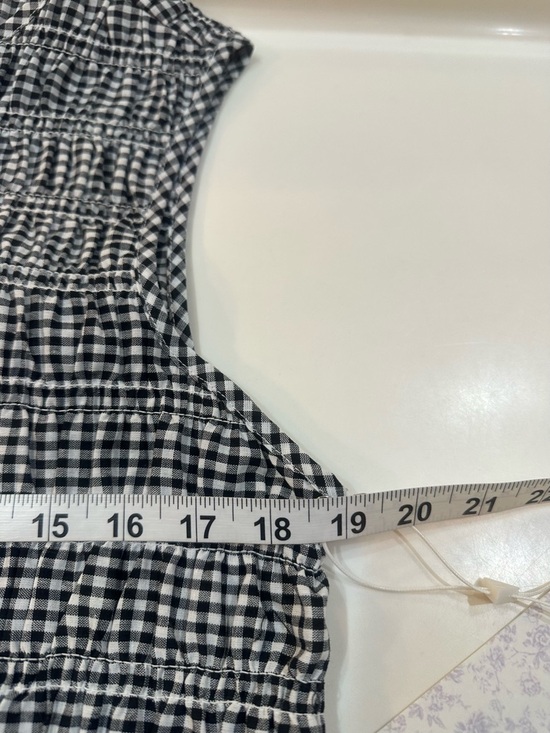 NWT Lotus & Lavender Black & White Sleeveless Gingham Smocked Ruffle Top XL NWT - Picture 9 of 11